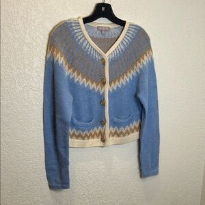 J. Crew Blue and Cream Cardigan Sweater